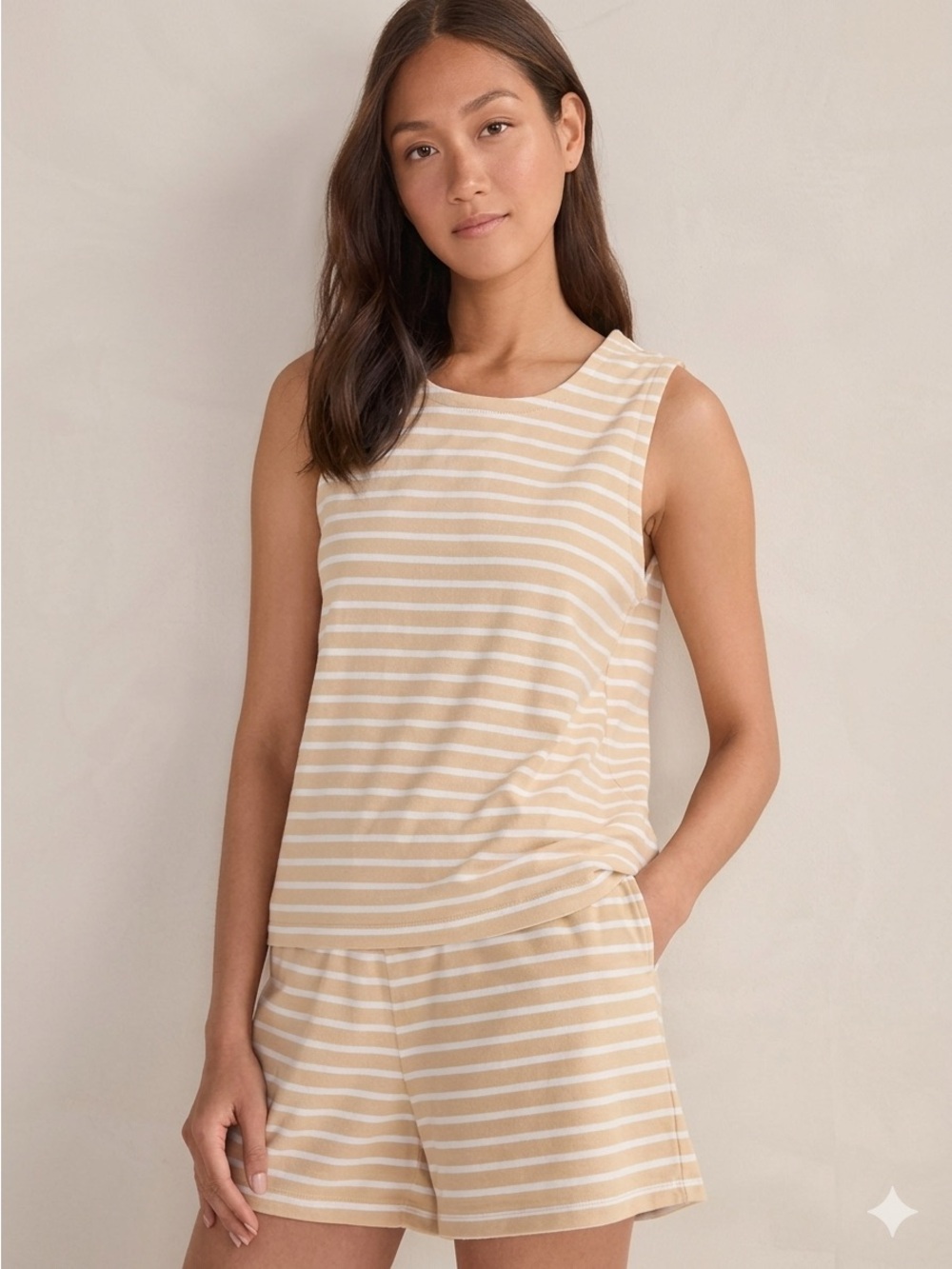 Talbots Sleeveless Terry Cloth Striped Tank and Short Set - color: Null